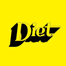 Black and yellow diet logo with bold stylized lettering from the diet starts monday collection