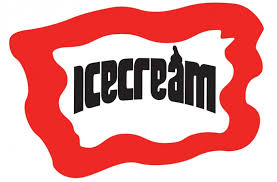 Red wavy border logo with black icecream text on white background from ice cream collection