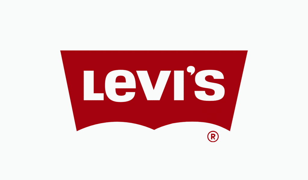 Red Levi’s logo with white lettering and registered trademark symbol in Levi’s collection