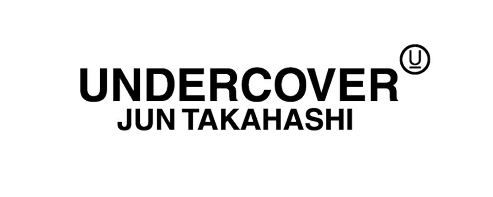 Black ’undercover jun takahashi’ logo with a stylized ’u’ trademark symbol.