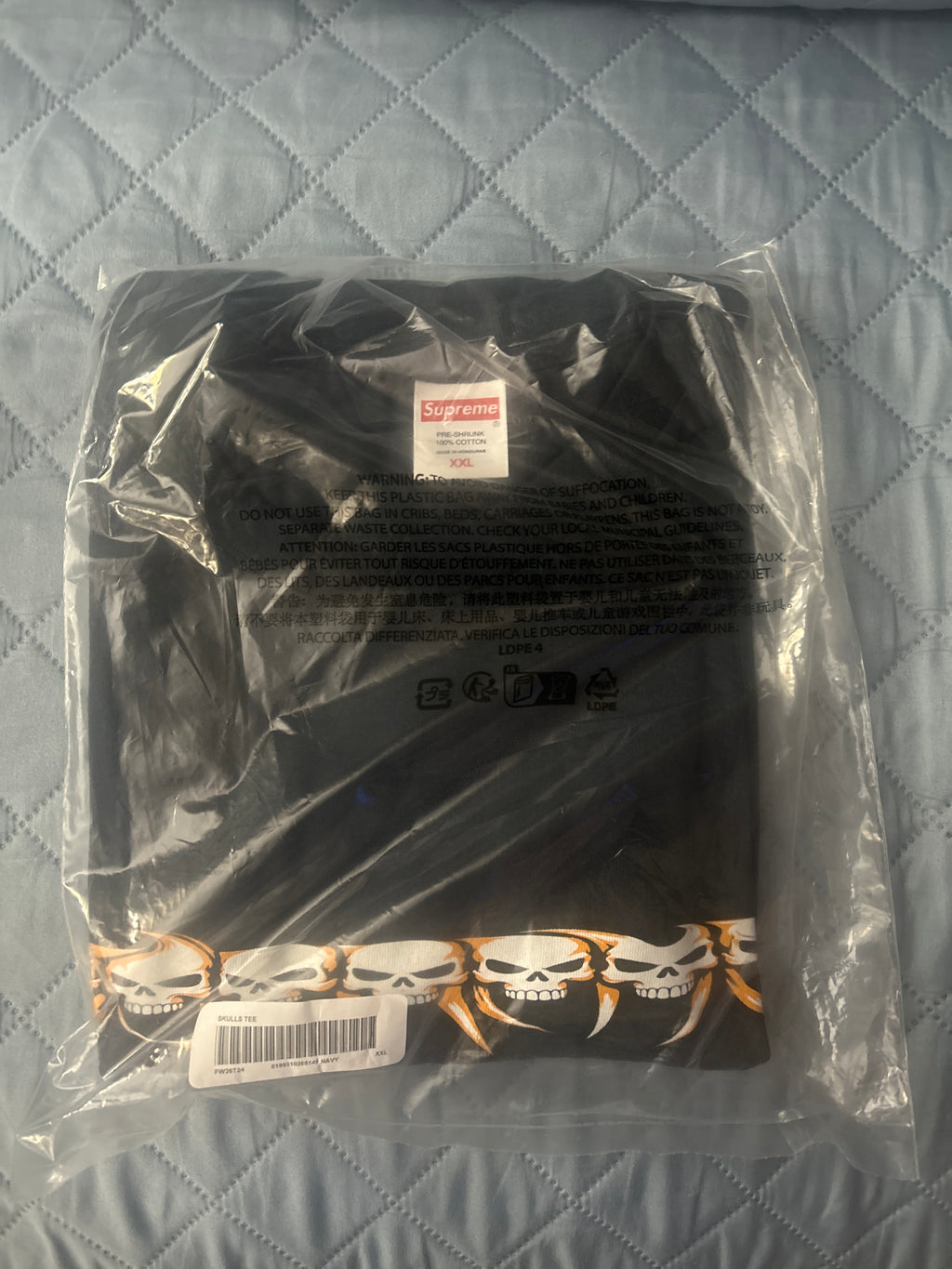 Supreme Skulls Spellout Tee Navy XXL