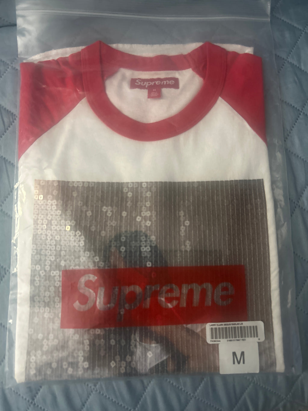 Supreme Larry Clark Sequin Raglan Long Sleeve Red Medium