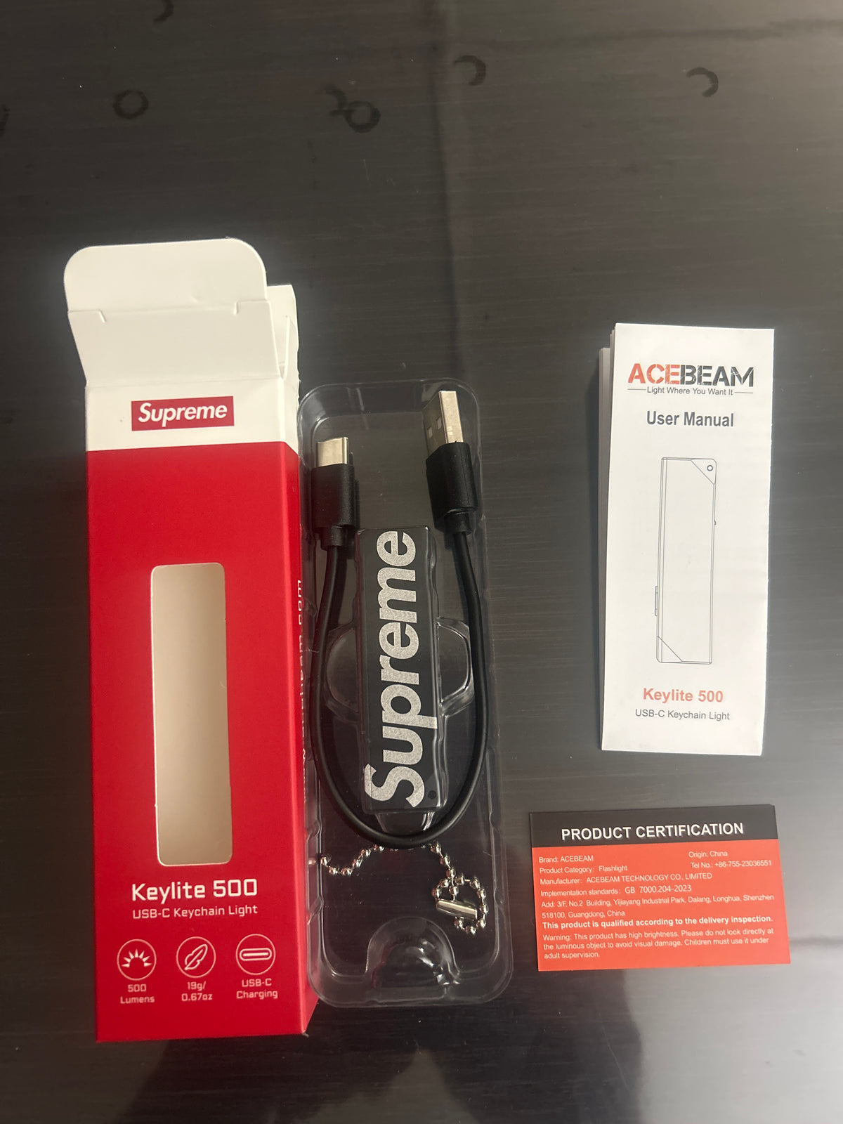 Supreme Acebeam Flashlight Keychain Black