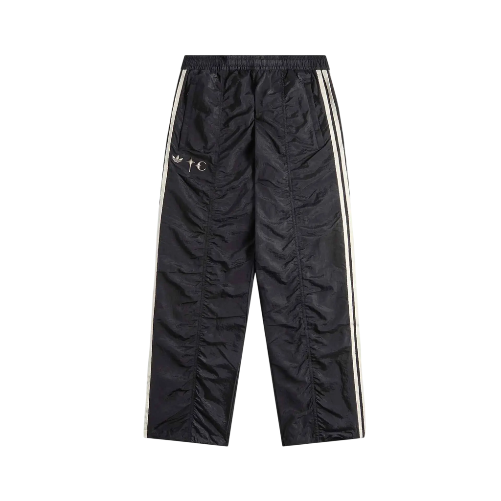 Black adidas x thug club teamgeist sweat pants with white side stripes and embroidered logo on the thigh