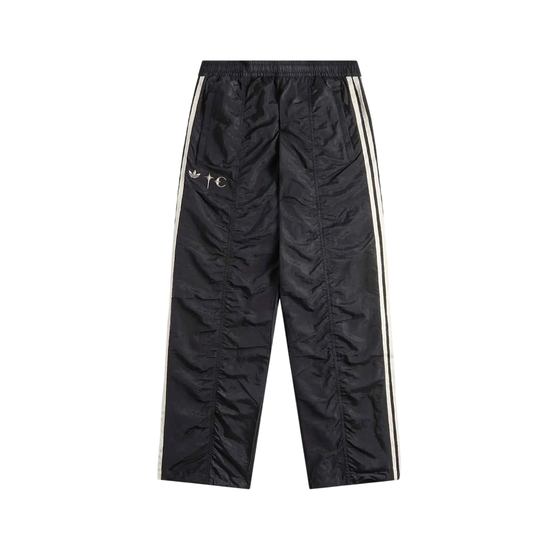 Black adidas x thug club teamgeist sweat pants with white side stripes and embroidered logo on the thigh