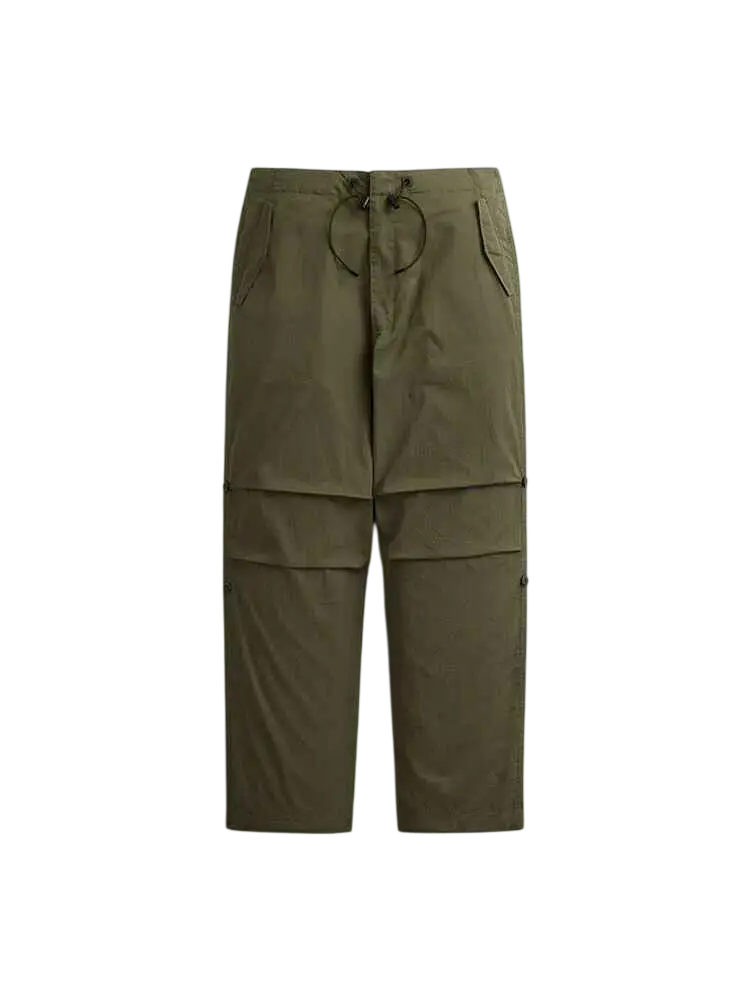 Alpha Industries lightweight parachute pants green khaki cargo pants with drawstring waist and multiple pockets