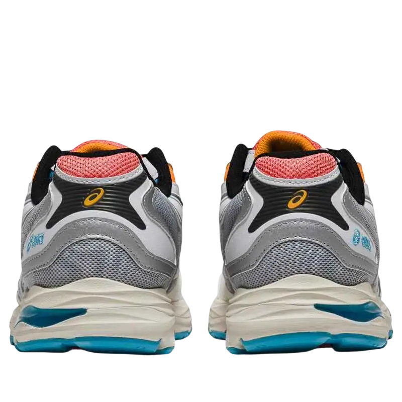Asics gel-k1011 white pure silver running shoes with gray white mesh pink lining black accents and blue translucent soles