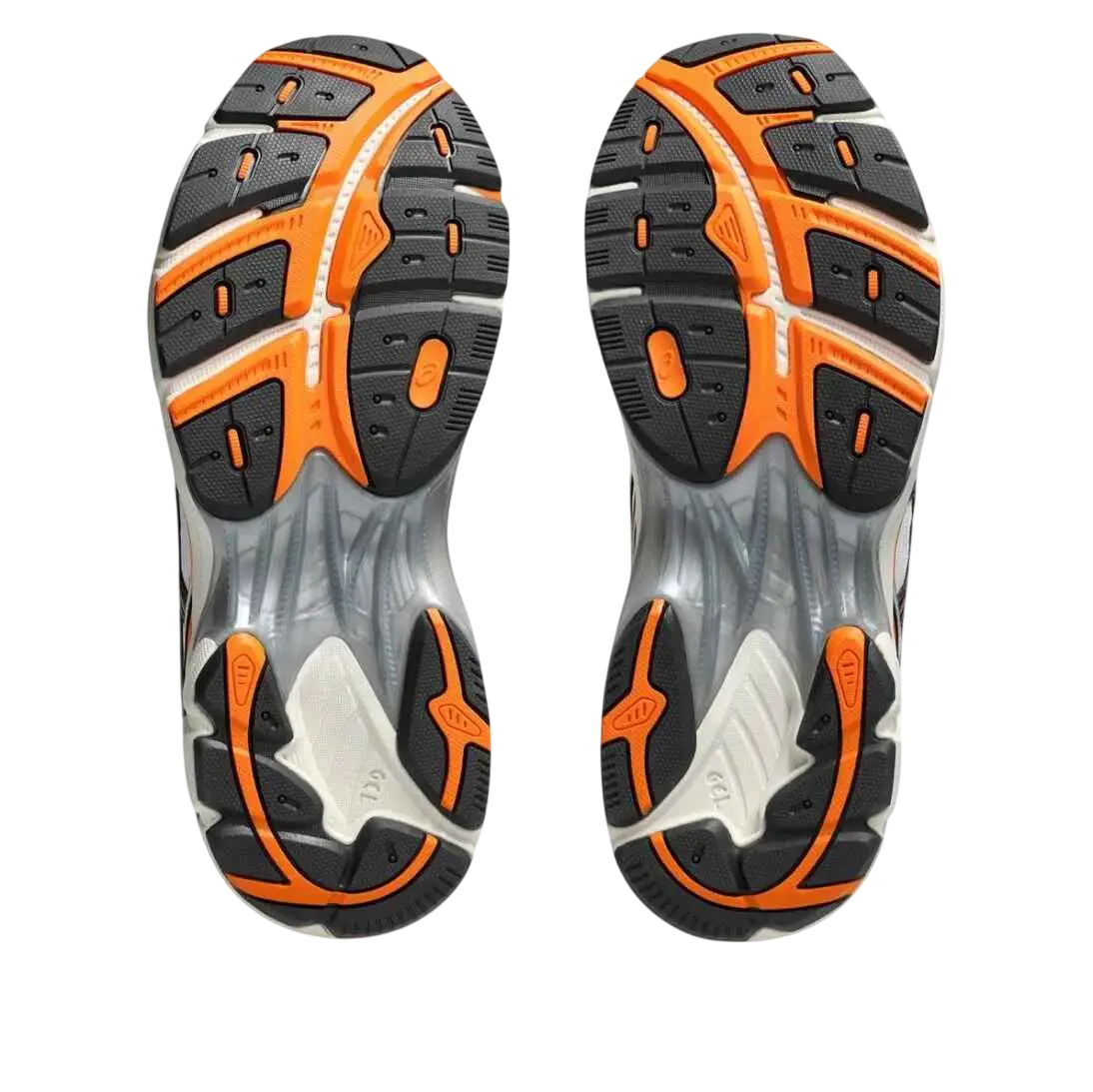 Asics gt 2160 bleach kurosaki ichigo black and orange rubber outsole with translucent midsole and traction grooves
