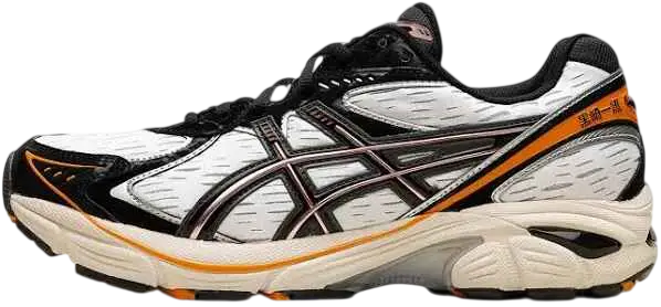 Asics gt 2160 bleach kurosaki ichigo running shoe in white black and orange with mesh upper and rubber sole