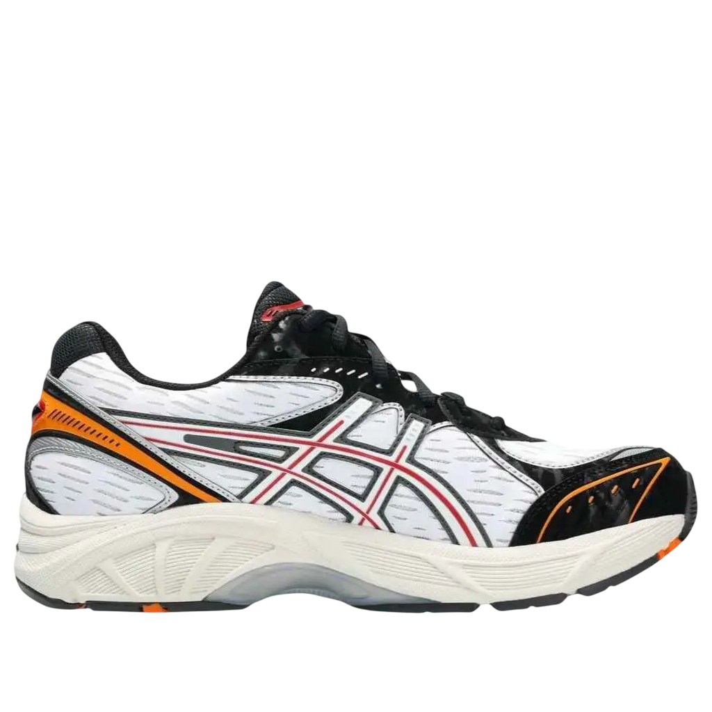 White asics gt 2160 bleach kurosaki ichigo running shoe with breathable mesh upper and black orange accents
