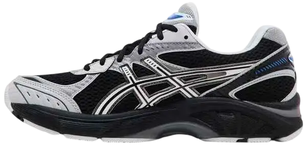 Black and silver asics gt 2160 jjjjound inverted blue running shoe with mesh upper synthetic overlays and cushioned midsole