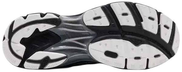 Black and white sole of asics gt 2160 jjjjound inverted blue shoe with textured segmented molded rubber for grip