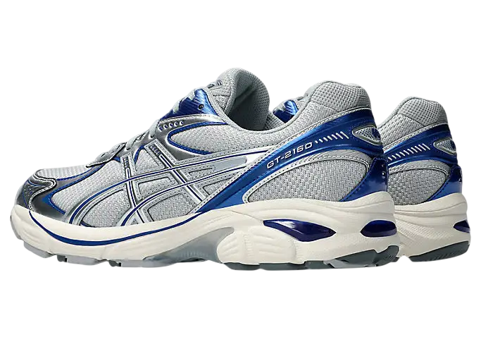 Asics gt-2160 running shoes in piedmont grey deep marine with mesh upper reflective stripes and white rubber sole