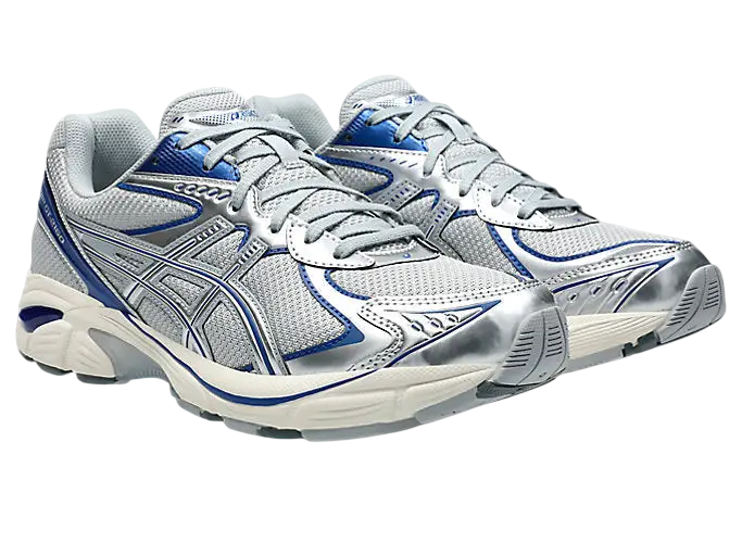 Asics gt-2160 piedmont grey deep marine running shoes with silver and blue mesh upper and rubber sole