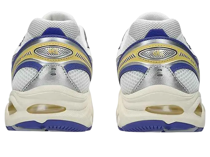 Asics gt-2160 white blue violet sneakers with mesh upper silver accents and white blue gold adidas design