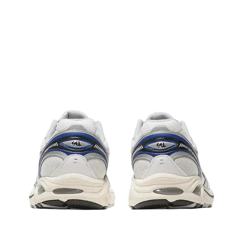 White and blue nike air max 270 sneakers with mesh upper and visible air cushioning unit in the heel