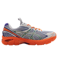 Asics x kiko kostadinov ub7-s mesh running shoe in lava orange jasper green with blue and white and orange laces and sole