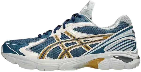 Blue and white asics x kiko kostadinov ub8-s gt-2160 running shoe with gold accents for performance and style