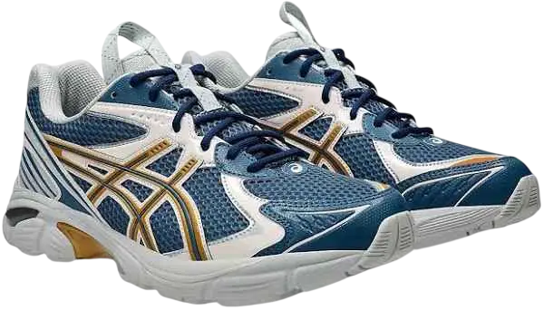 Asics x Kiko Kostadinov UB8-S GT-2160 blue and white running shoes with gold accents designed for performance