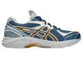 Blue and white asics x kiko kostadinov ub8-s gt-2160 running shoe with gold accent stripes for performance use