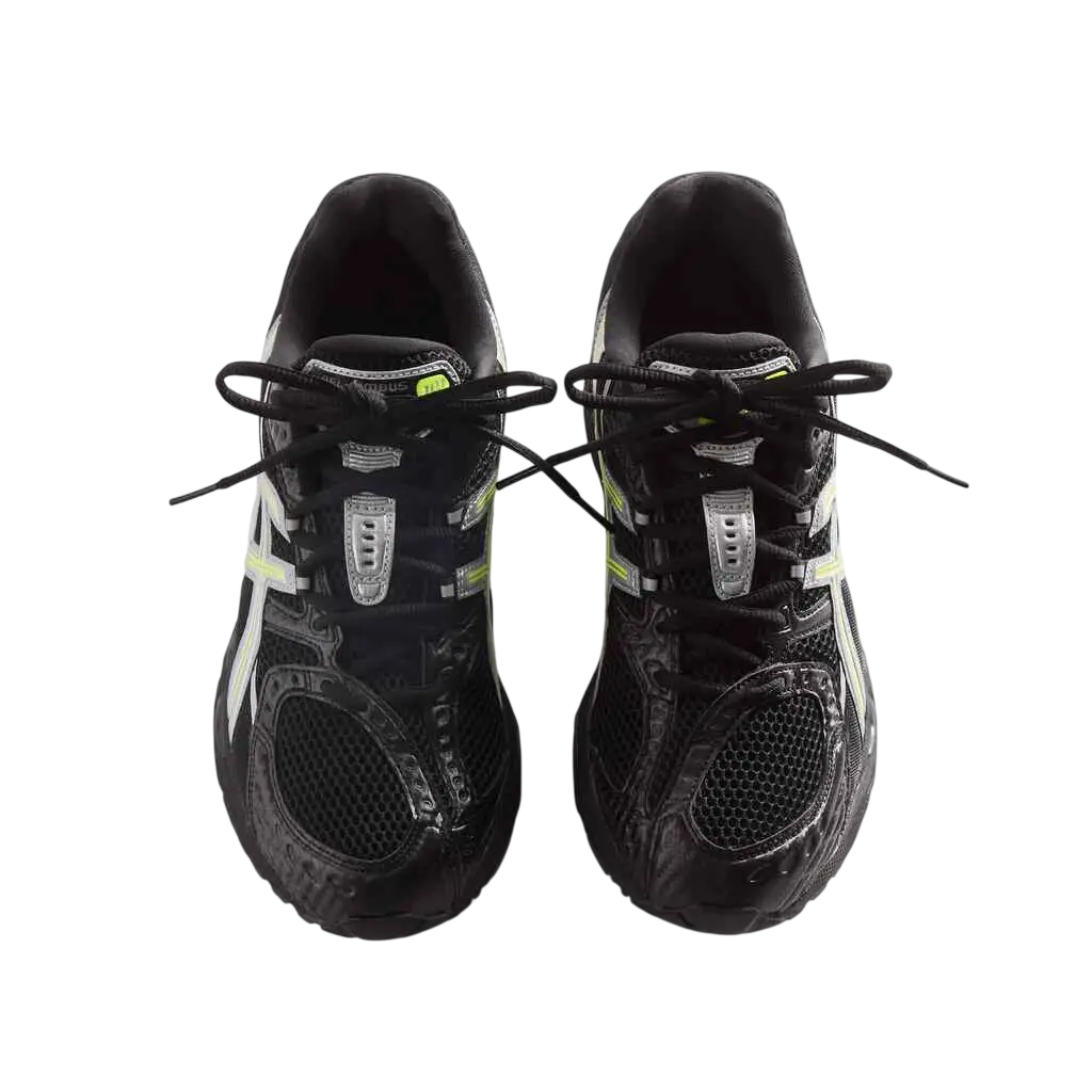Asics x kith gel nimbus 10.1 black pure silver running shoes with neon green and white accents for performance use