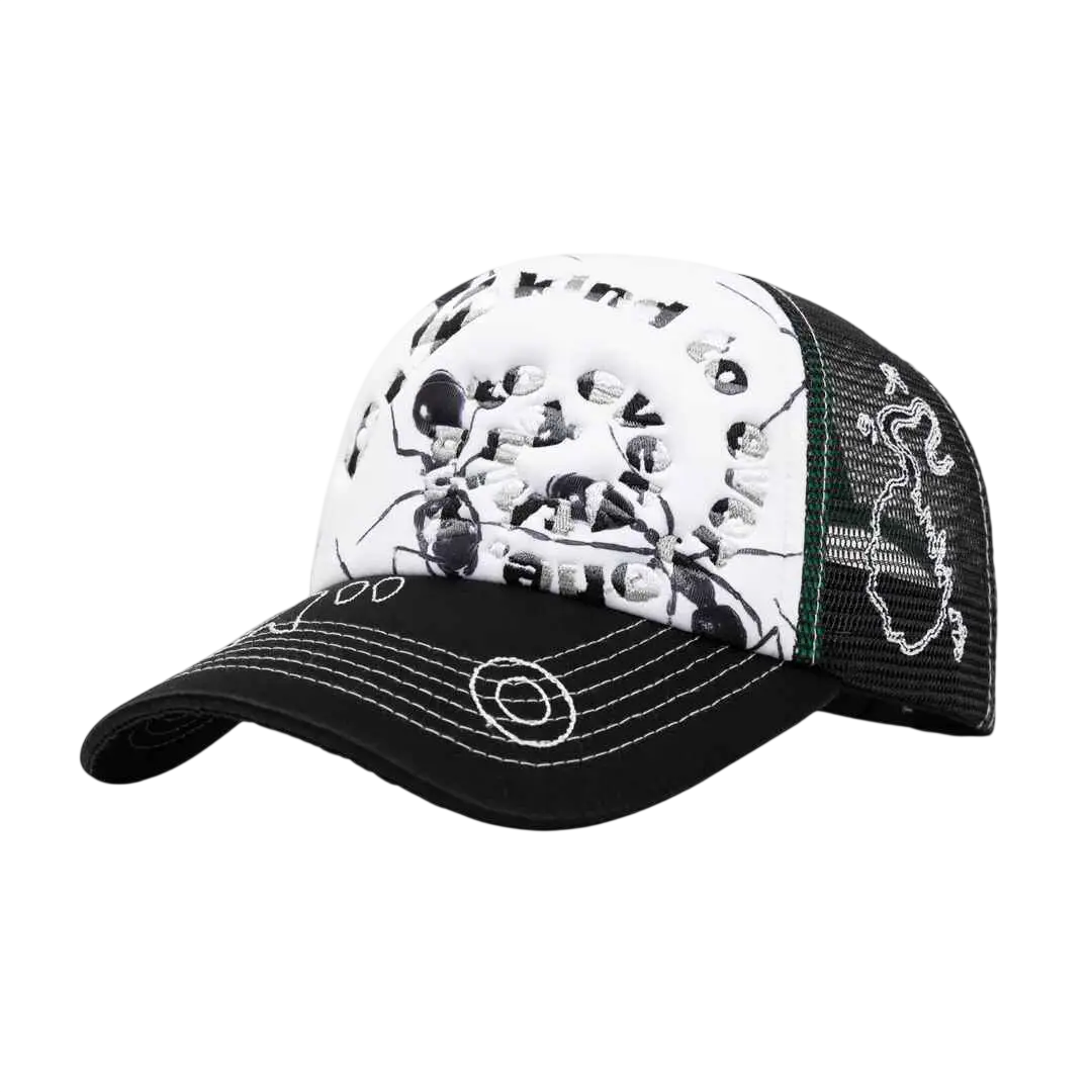 b.Eautiful b.i Foam Trucker Hat Black Satin/Ants