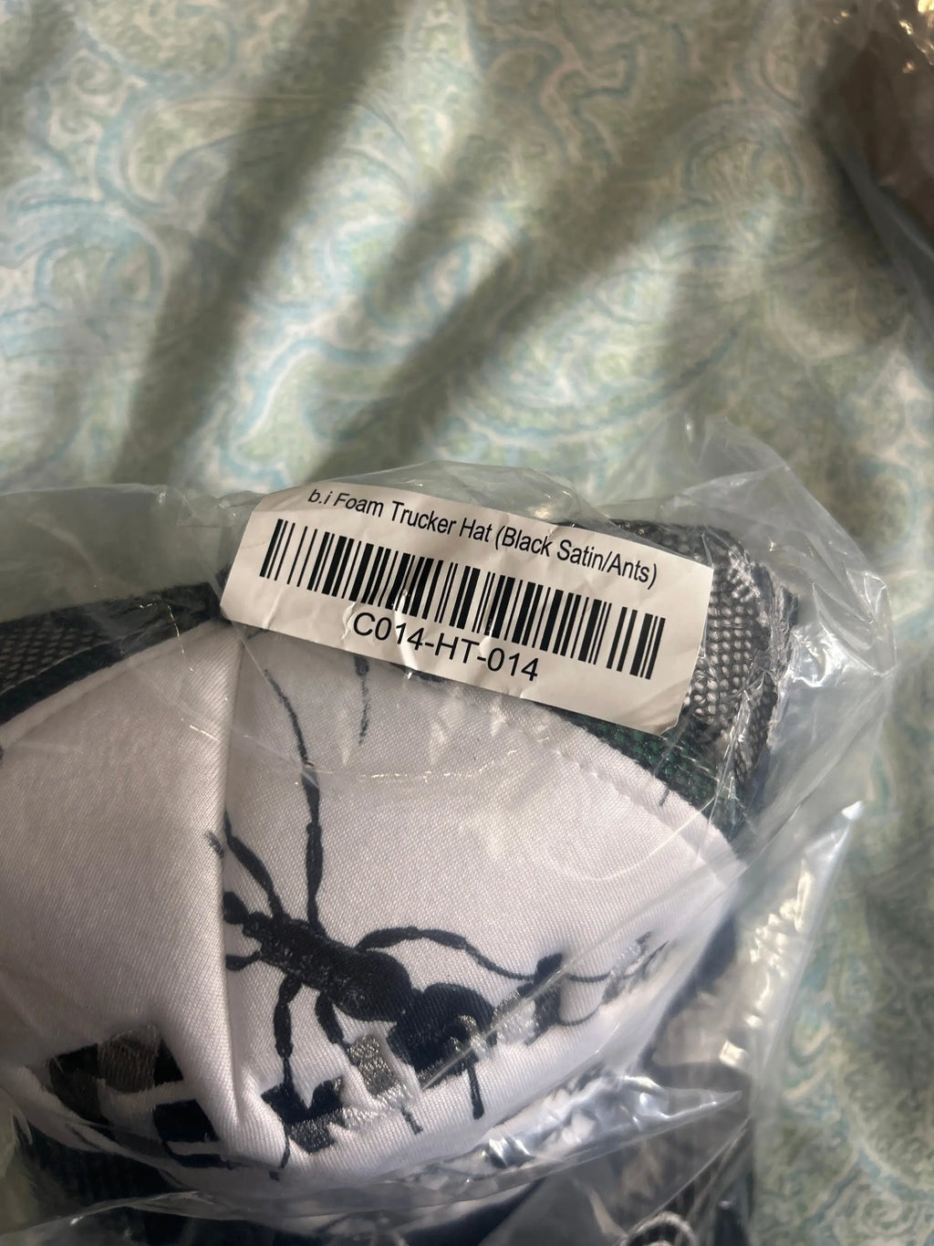 b.Eautiful b.i Foam Trucker Hat Black Satin/Ants