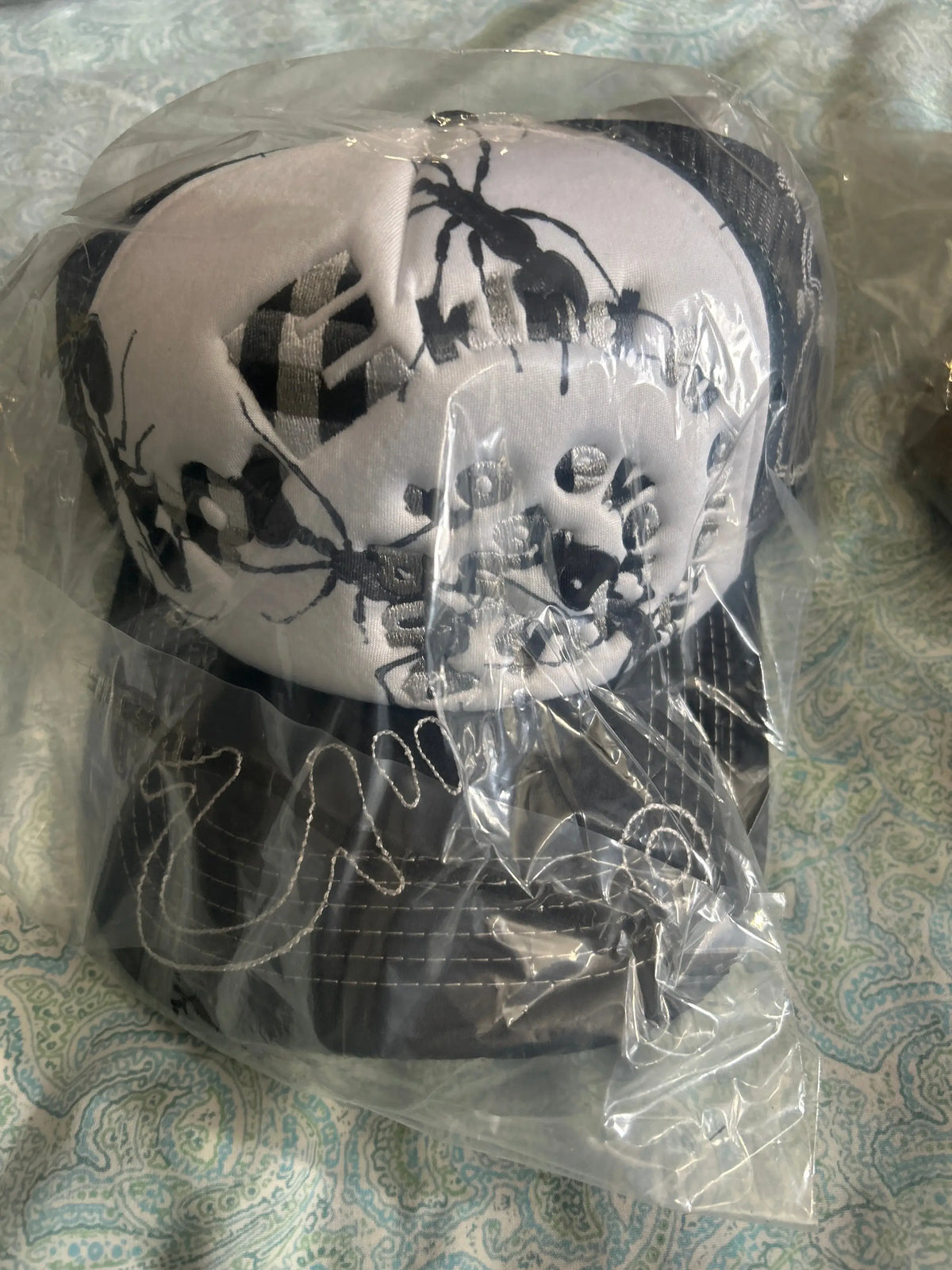 b.Eautiful b.i Foam Trucker Hat Black Satin/Ants