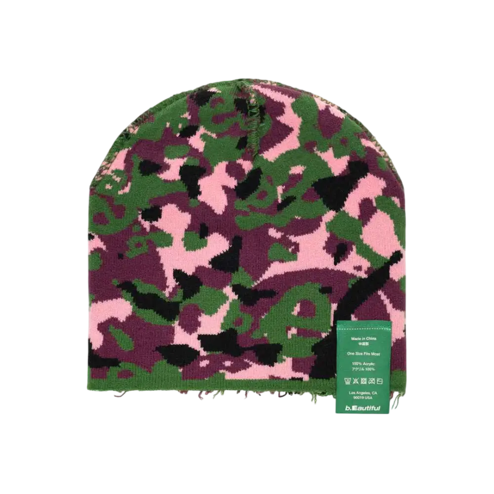 b.Eautiful Reversible Camo Beanie Purple/Green