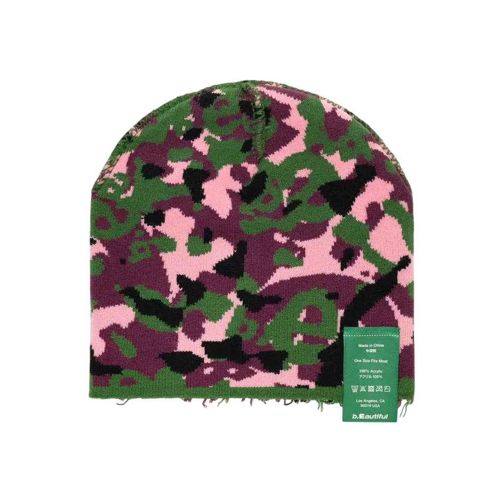 b.Eautiful Reversible Camo Beanie Purple/Green