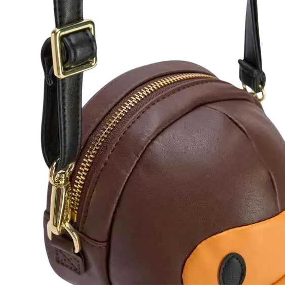 Brown leather bape adidas baby milo shoulder bag with gold zipper and orange accent panel crossbody style