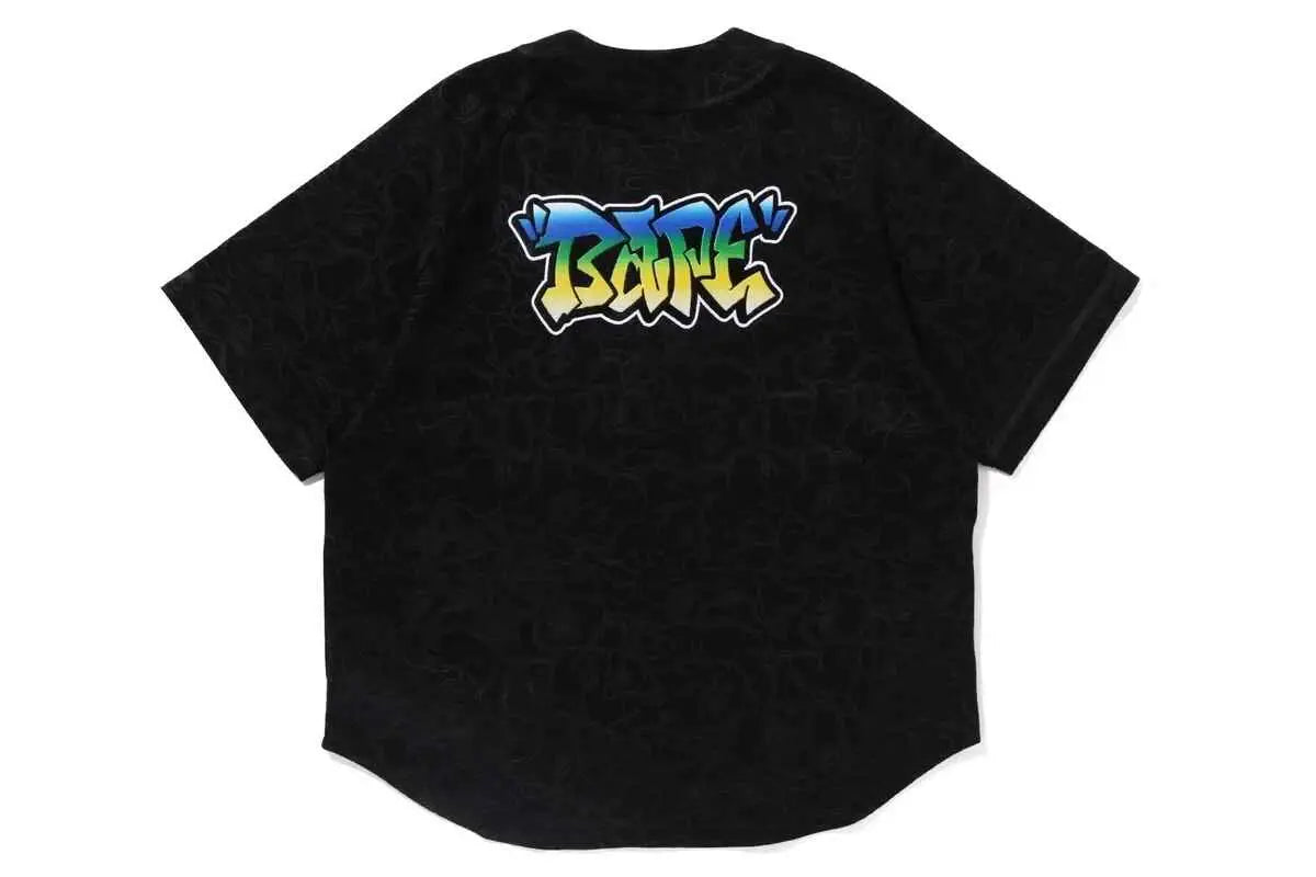 Bape Line Camo Short Sleeve Baseball Jersey Black - M