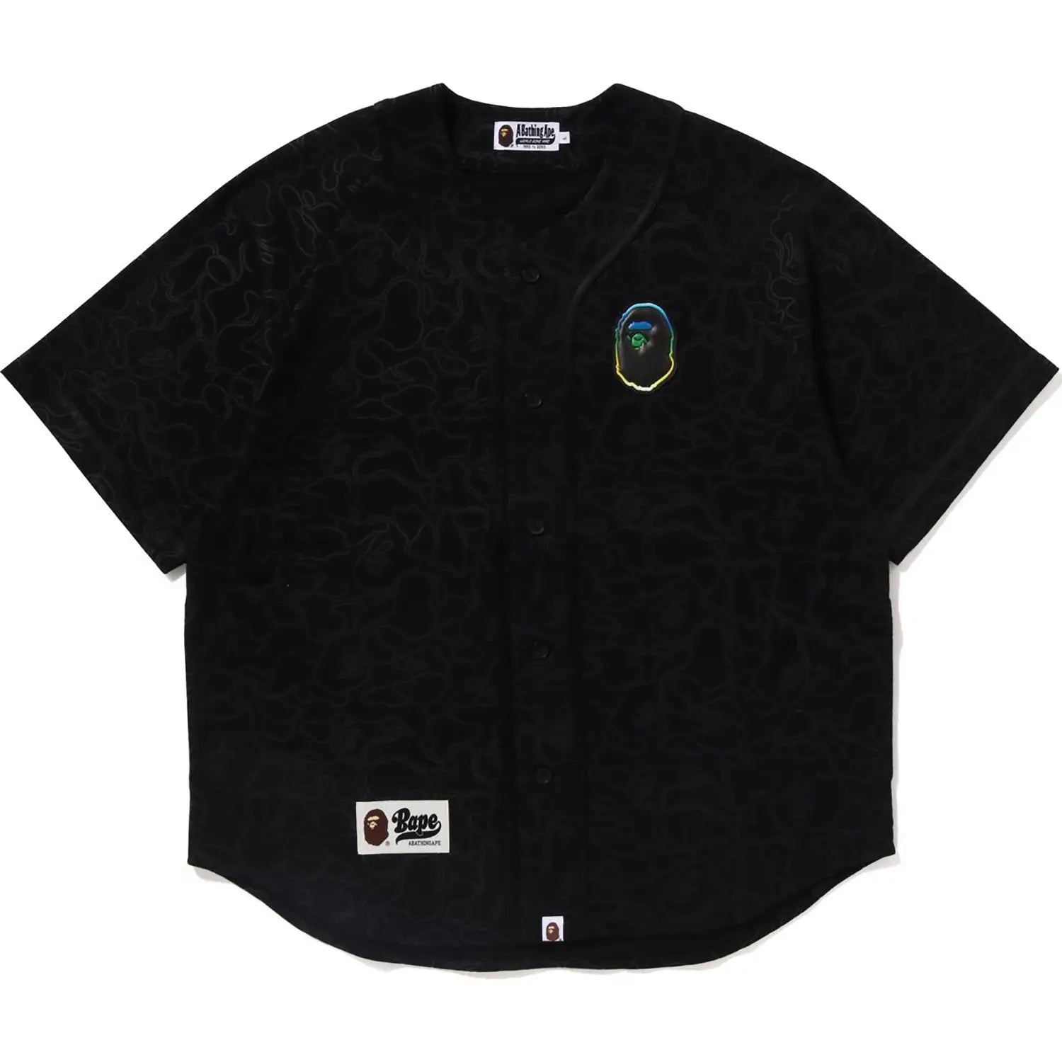 Bape Line Camo Short Sleeve Baseball Jersey Black - M