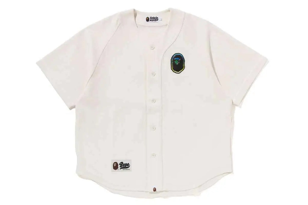 Bape Line Camo Short Sleeve Baseball Jersey Ivory - M