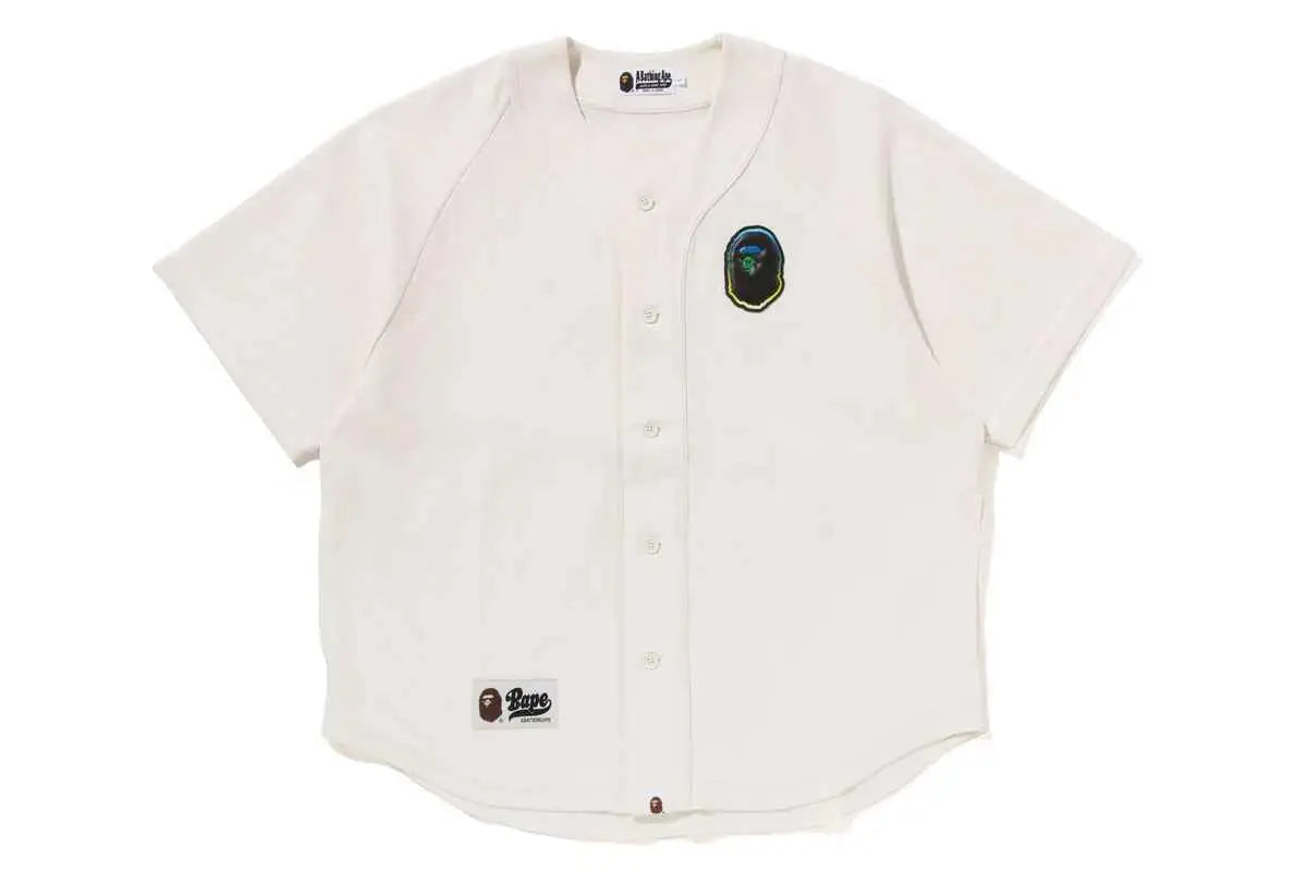 Bape Line Camo Short Sleeve Baseball Jersey Ivory - M