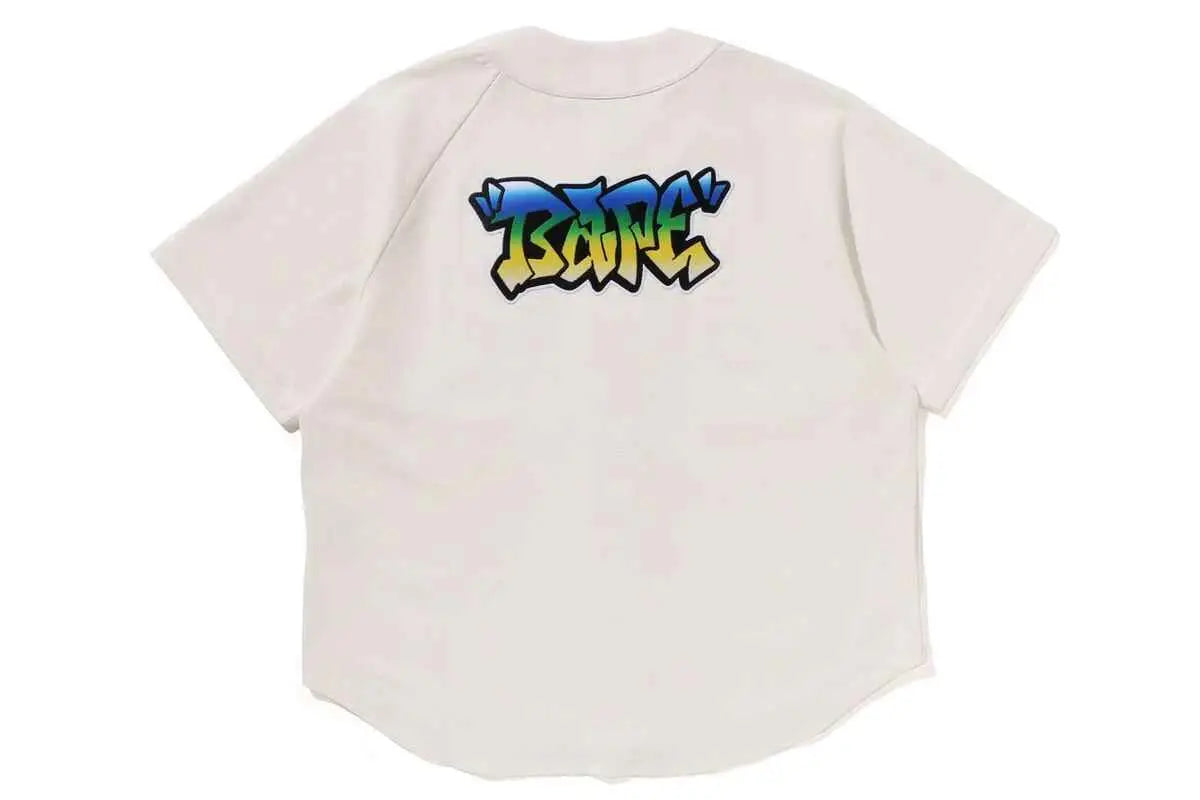 Bape Line Camo Short Sleeve Baseball Jersey Ivory - M