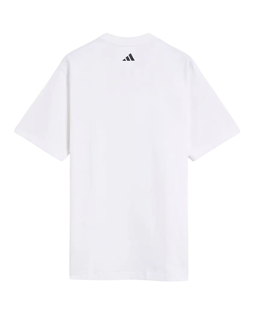 White Bape x Adidas Baby Milo t-shirt with a subtle black logo on the chest made from soft cotton material