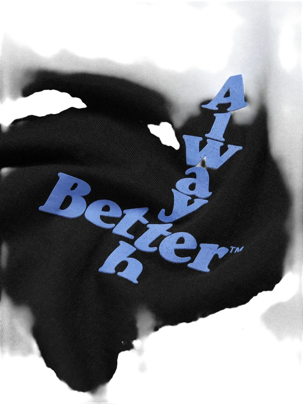 Black cotton jersey long sleeve sweatshirt with light blue always better lettering from Better™ Gift Shop