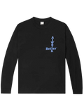 Black cotton jersey long sleeve t-shirt with light blue always better graphic from Better™ Gift Shop