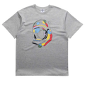 Gray heathered cotton billionaire boys club subatomic t-shirt with colorful abstract astronaut helmet graphic