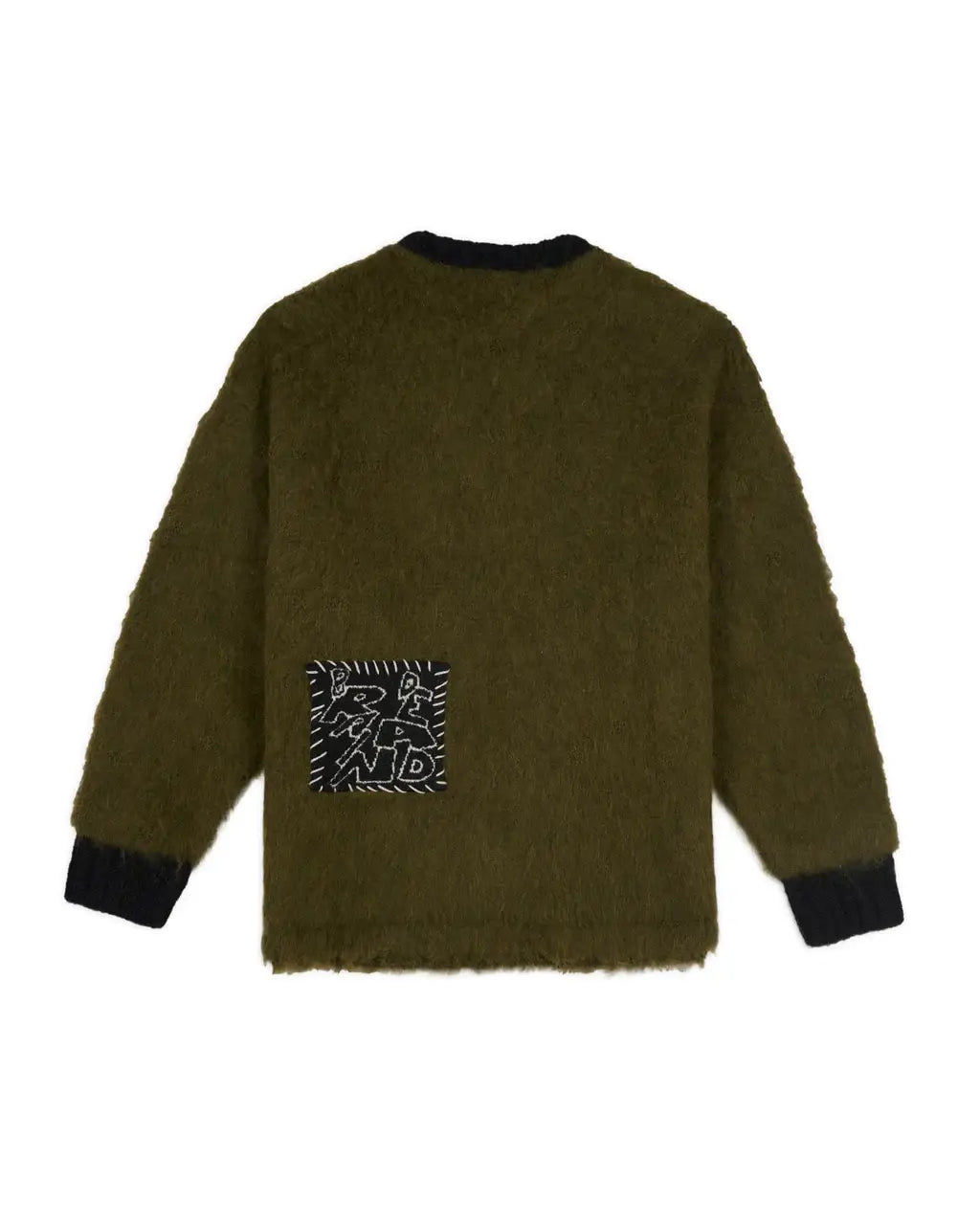 Brain Dead Future Vision Boxy Knit Sweater Olive - M - Crewnecks