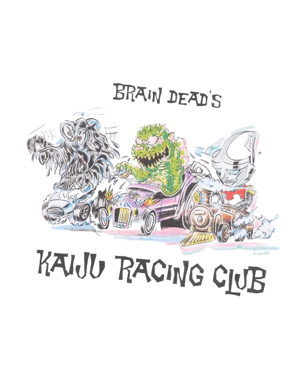 Brain Dead Godzilla Kaiju Racing Club Tee White