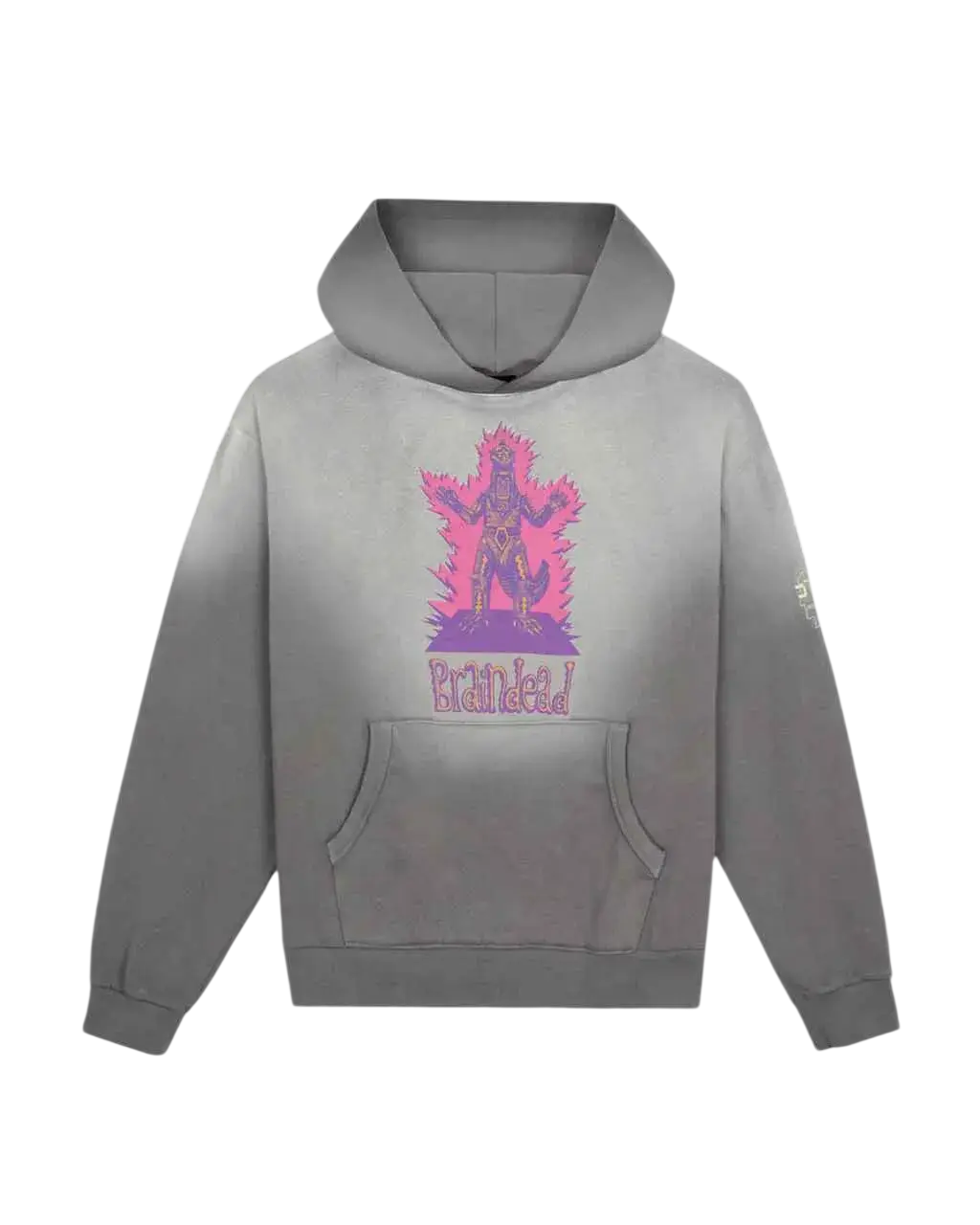 Brain Dead x Godzilla Mechagodzilla Button Mockneck Hoodie Washed Brown - M