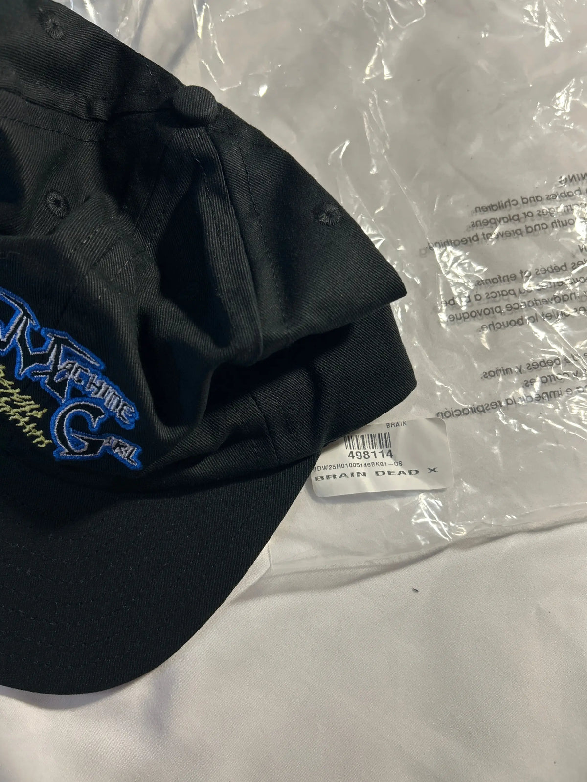 Brain Dead x Machine Girl 6 Panel Strapback Black
