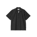 Carhartt WIP Furoshiki button up short sleeve black shirt with white geometric pattern in cotton fabric