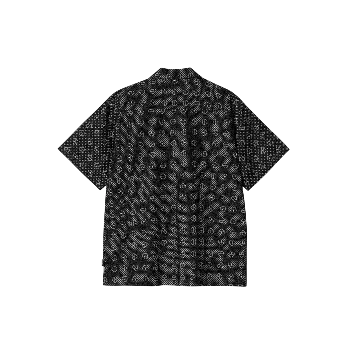 Carhartt WIP Furoshiki button up short sleeve black shirt with subtle white geometric pattern in cotton blend