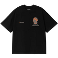Black Carhartt WIP Hattronix t-shirt featuring glowing orange gray work in progress graphic and Harttronix logo on left chest