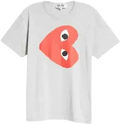 CDG Play Gray Tee Large Red Heart - L