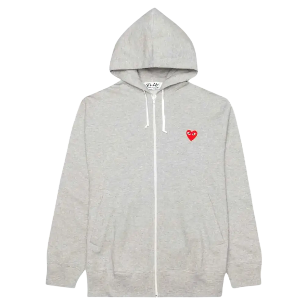 CDG Play Gray Zip Up Hoodie - M