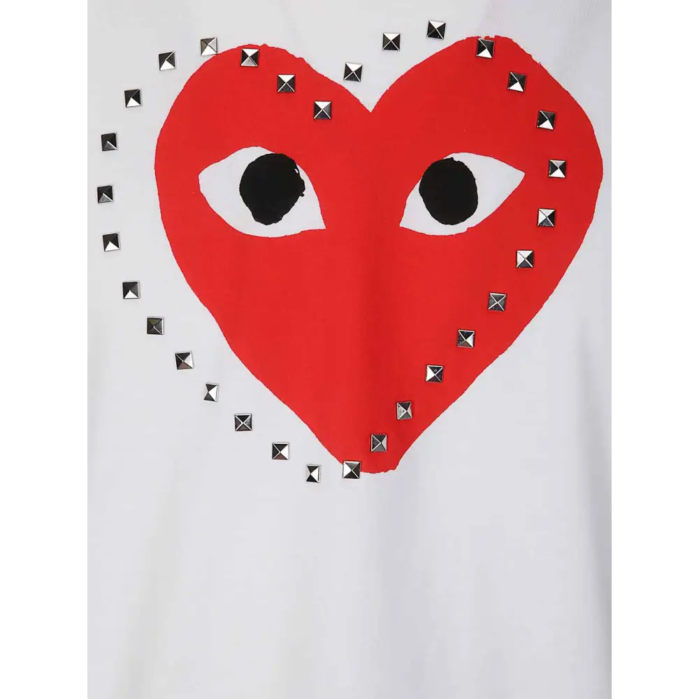 CDG Play Logo Stud Tee White - L - T-Shirts
